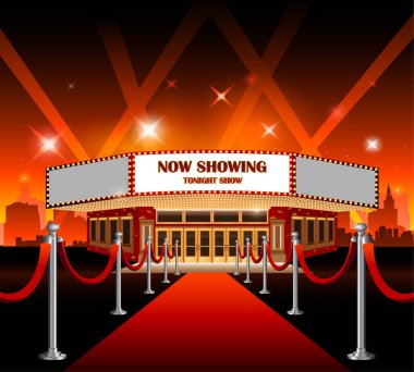 Hollywood film kırmızı halı sinema salonu