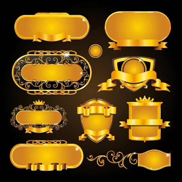 Marco de oro vintage sobre fondo negro — Vector de stock