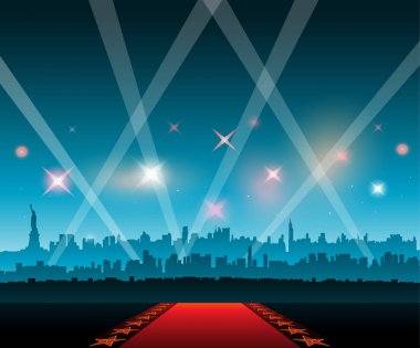 Yeni York city film kırmızı halı sinema salonu