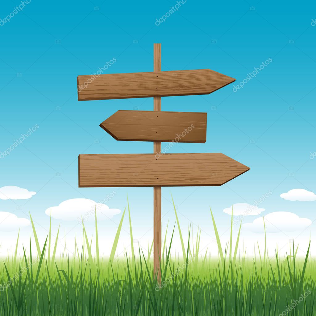 Wood sign direction conceptual concept or travel background