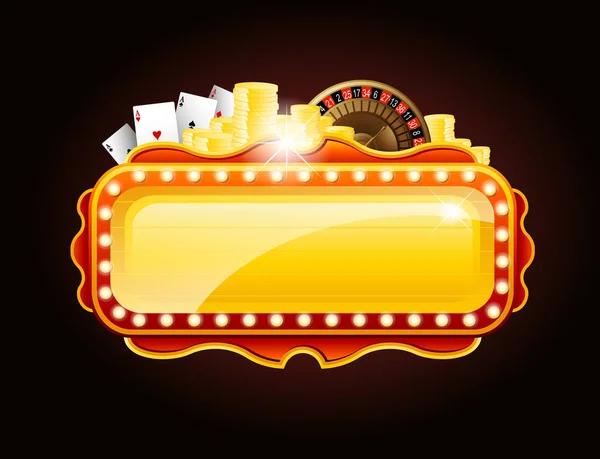 Golden casino banner sign copy space — Stockvektor