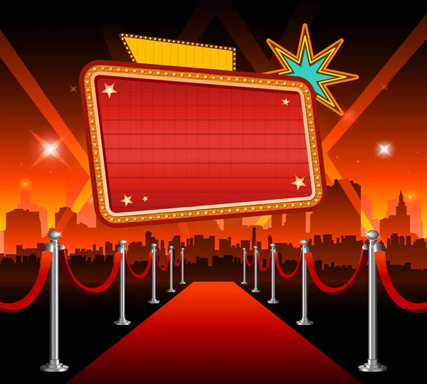 Divadlo znamení červený koberec hollywood banner film premiéra — Stockový vektor