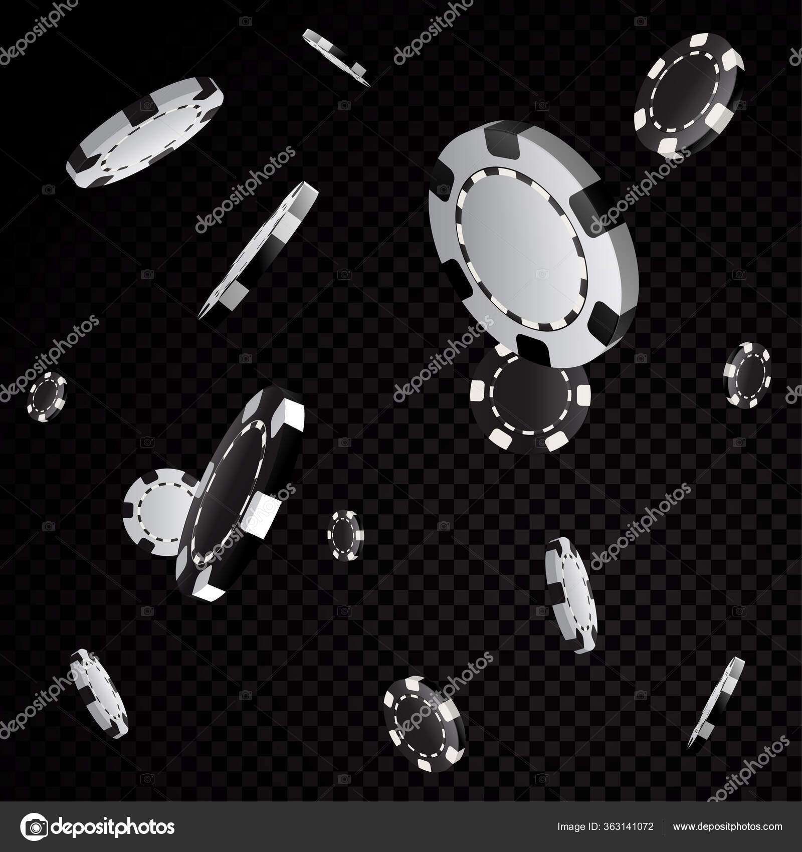 Fichas de poker Casino caindo isolado em fundo preto transparência Vetor de  ©hugolacasse 363141072, image size:1600x1700