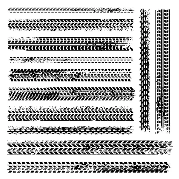 Pistas de neumáticos aisladas sobre fondo blanco — Archivo Imágenes Vectoriales