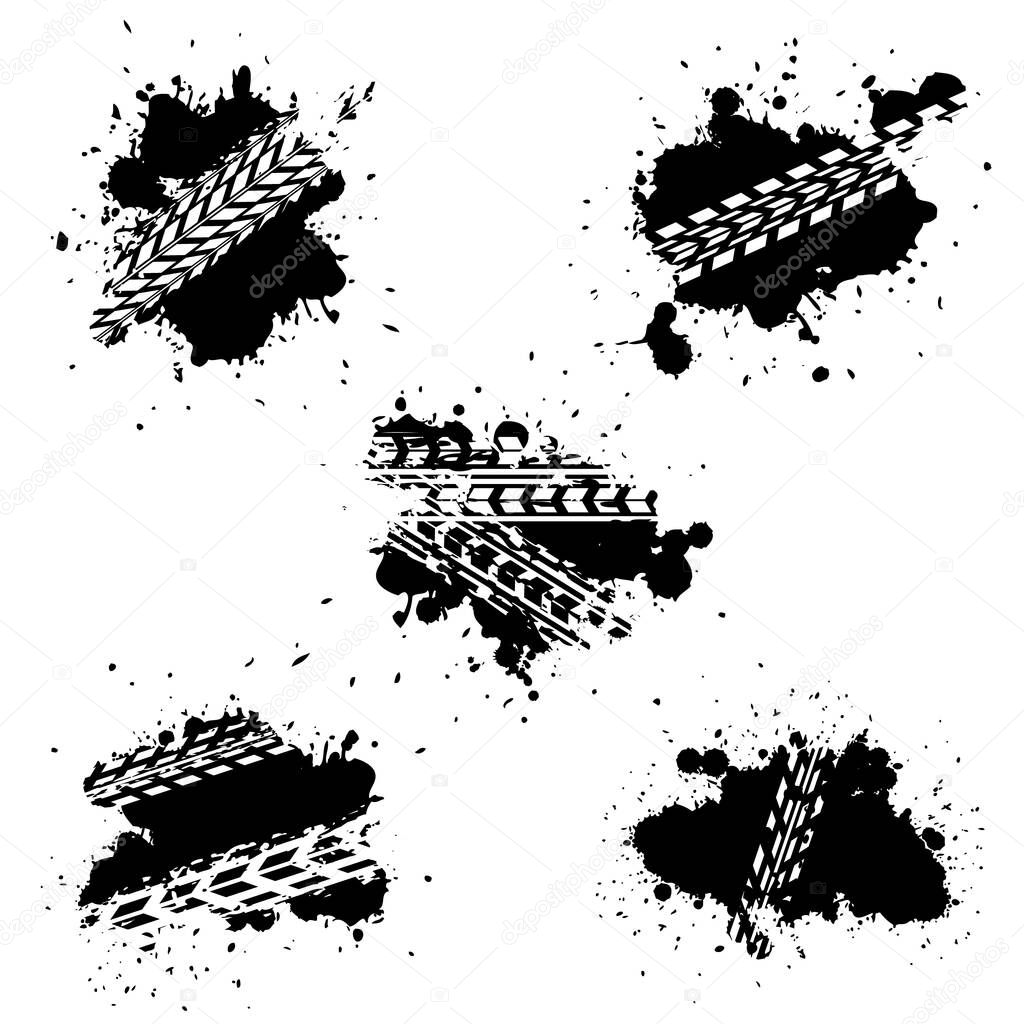 Tire tracks isolated on white background