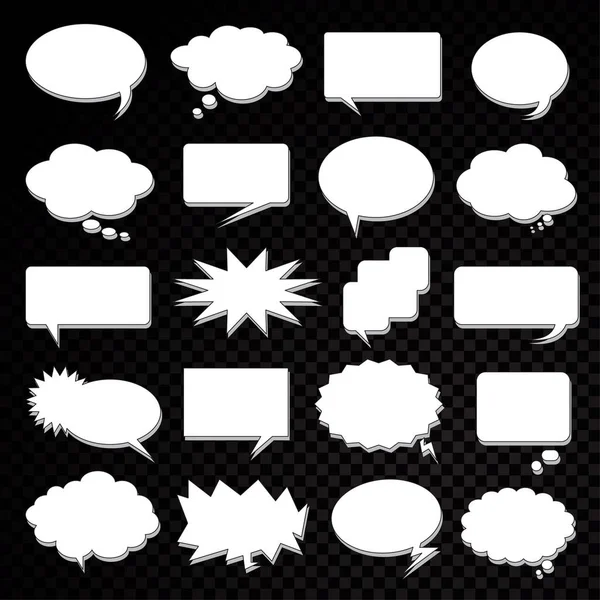 Bulles blanches isolées sur fond noir — Image vectorielle
