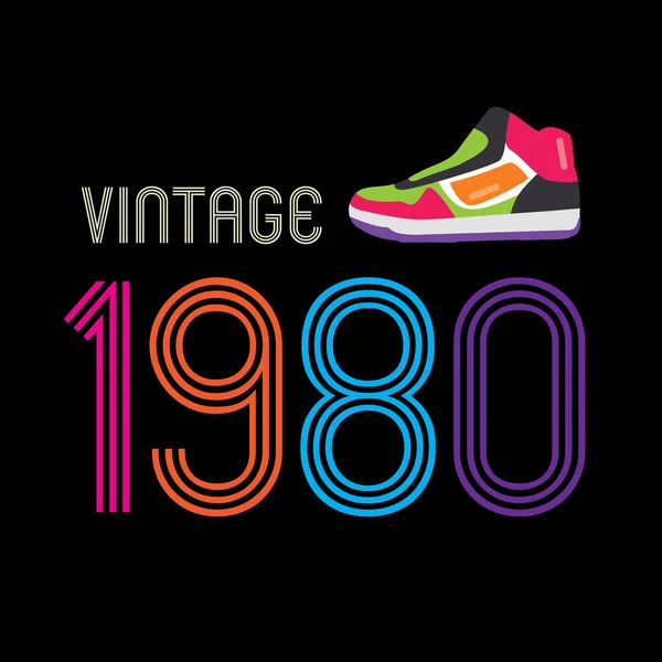 1980 vetor vintage retro design fundo —  Vetores de Stock