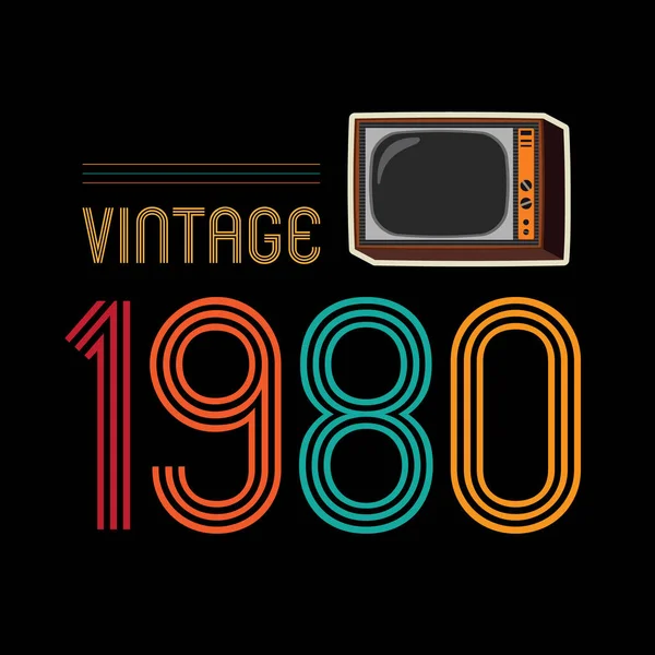 1980 vetor vintage retro design fundo —  Vetores de Stock