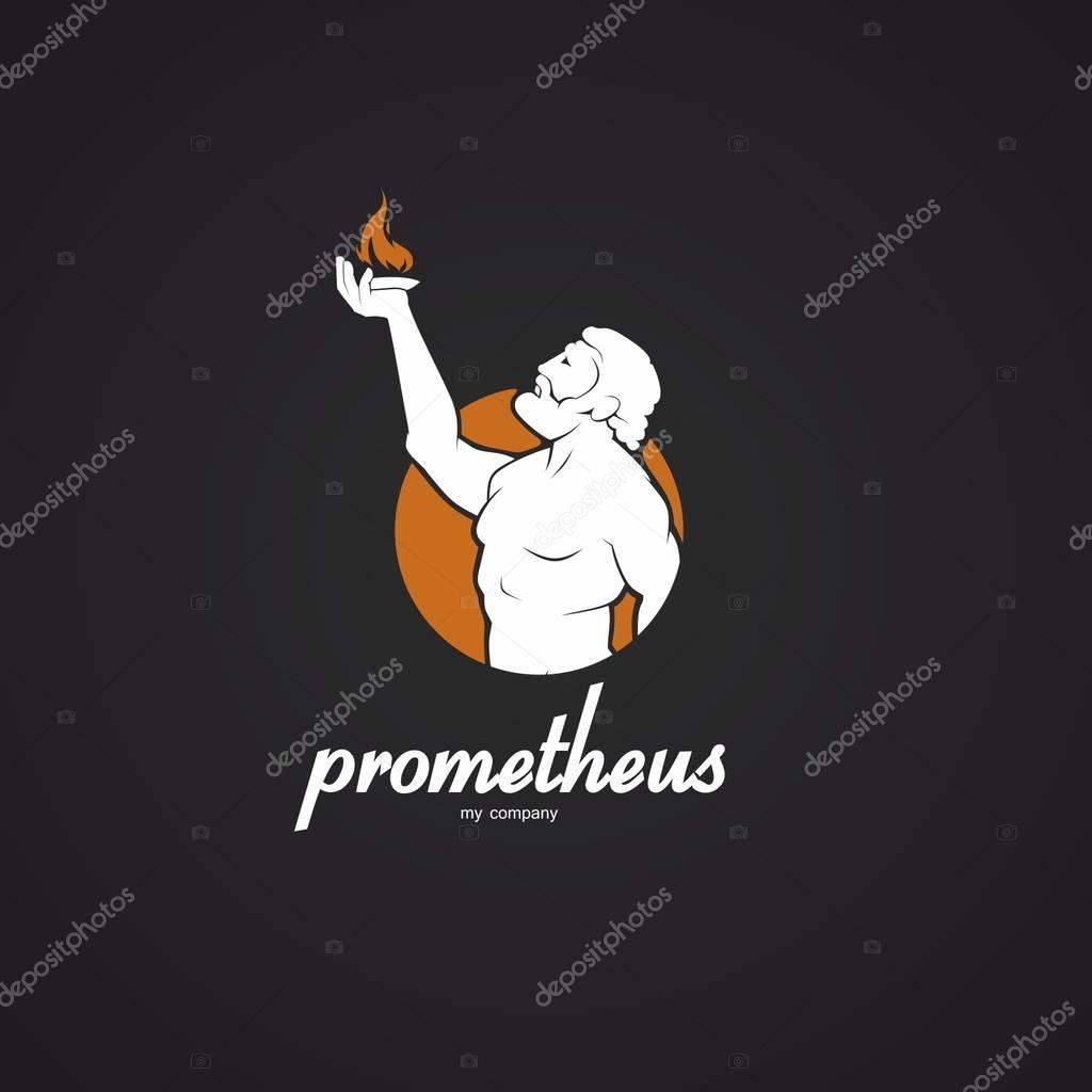 Vector logo design template. The mighty Prometheus brings fire to mankind.