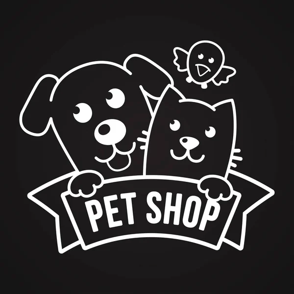 Modelo de logotipo do vetor com gato e cachorro — Vetor de Stock