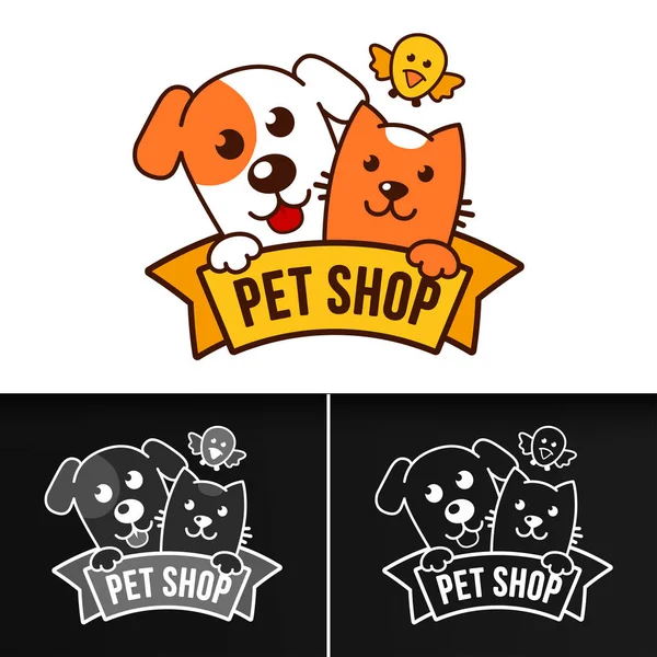 Plantilla de logotipo vectorial con gato y perro — Archivo Imágenes Vectoriales