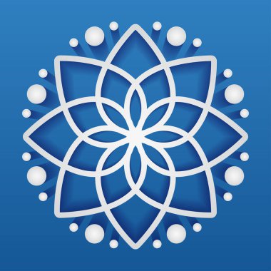 Basit geometrik mandala logo. Butik, çiçekçi, iş, iç için dairesel logo. Boyama kitabı sayfaları, dövme yazdırır ve Dekoratif Pullar için basit çiçek mandala desen. 