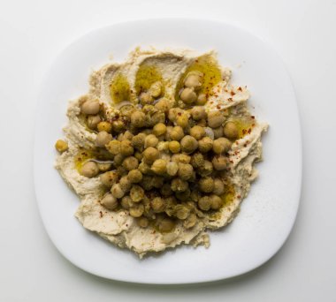 Kahvaltı için çoğunlukla humus veya Houmous geleneksel Suriye gıda levha. Oryantal tarifi. 