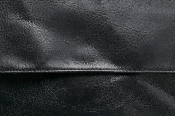 Texture black leather with stitching — Stock Photo, Image