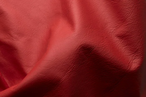 Original real red leather background. — Stock Photo, Image
