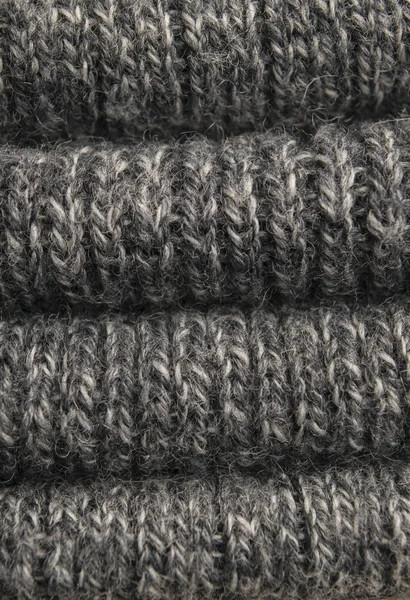 Stickning grå ull textur och bakgrund. — Stockfoto