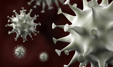 Coronavirus hücreleri salgını, 2019-2020 Coronavirüs hastalığı salgını. Covid-19, Sars-Cov-2 virüsü yüzünden. 3d oluşturma