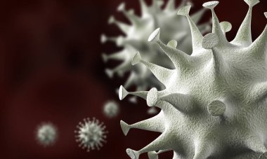 Coronavirus hücreleri salgını, 2019-2020 Coronavirüs hastalığı salgını. Covid-19, Sars-Cov-2 virüsü yüzünden. 3d oluşturma