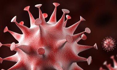 Coronavirus hücreleri salgını, 2019-2020 Coronavirüs hastalığı salgını. Covid-19, Sars-Cov-2 virüsü yüzünden. 3d oluşturma