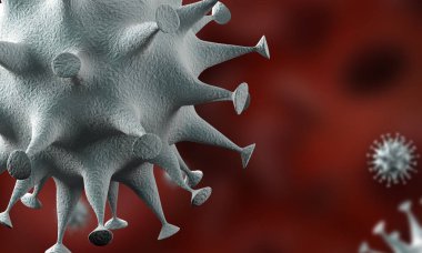 Coronavirus hücreleri salgını, 2019-2020 Coronavirüs hastalığı salgını. Covid-19, Sars-Cov-2 virüsü yüzünden. 3d oluşturma