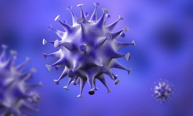 Coronavirus hücreleri salgını, 2019-2020 Coronavirüs hastalığı salgını. Covid-19, Sars-Cov-2 virüsü yüzünden. 3d oluşturma