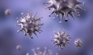 Coronavirus hücreleri salgını, 2019-2020 Coronavirüs hastalığı salgını. Covid-19, Sars-Cov-2 virüsü yüzünden. 3d oluşturma