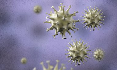 Coronavirus hücreleri salgını, 2019-2020 Coronavirüs hastalığı salgını. Covid-19, Sars-Cov-2 virüsü yüzünden. 3d oluşturma