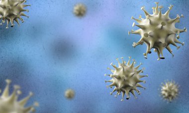 Coronavirus hücreleri salgını, 2019-2020 Coronavirüs hastalığı salgını. Covid-19, Sars-Cov-2 virüsü yüzünden. 3d oluşturma