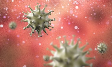 Coronavirus hücreleri salgını, 2019-2020 Coronavirüs hastalığı salgını. Covid-19, Sars-Cov-2 virüsü yüzünden. 3d oluşturma
