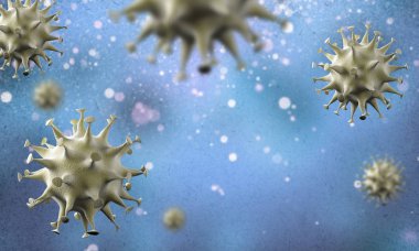 Coronavirus hücreleri salgını, 2019-2020 Coronavirüs hastalığı salgını. Covid-19, Sars-Cov-2 virüsü yüzünden. 3d oluşturma
