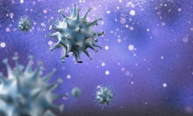 Coronavirus hücreleri salgını, 2019-2020 Coronavirüs hastalığı salgını. Covid-19, Sars-Cov-2 virüsü yüzünden. 3d oluşturma