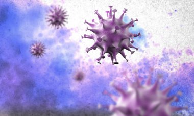 Coronavirus hücreleri salgını, 2019-2020 Coronavirüs hastalığı salgını. Covid-19, Sars-Cov-2 virüsü yüzünden. 3d oluşturma
