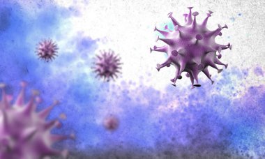 Coronavirus hücreleri salgını, 2019-2020 Coronavirüs hastalığı salgını. Covid-19, Sars-Cov-2 virüsü yüzünden. 3d oluşturma