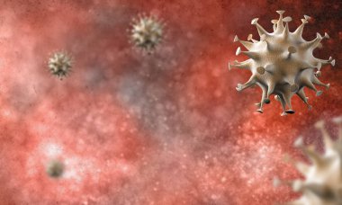 Coronavirus hücreleri salgını, 2019-2020 Coronavirüs hastalığı salgını. Covid-19, Sars-Cov-2 virüsü yüzünden. 3d oluşturma
