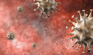 Coronavirus hücreleri salgını, 2019-2020 Coronavirüs hastalığı salgını. Covid-19, Sars-Cov-2 virüsü yüzünden. 3d oluşturma