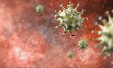 Coronavirus hücreleri salgını, 2019-2020 Coronavirüs hastalığı salgını. Covid-19, Sars-Cov-2 virüsü yüzünden. 3d oluşturma
