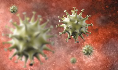 Coronavirus hücreleri salgını, 2019-2020 Coronavirüs hastalığı salgını. Covid-19, Sars-Cov-2 virüsü yüzünden. 3d oluşturma