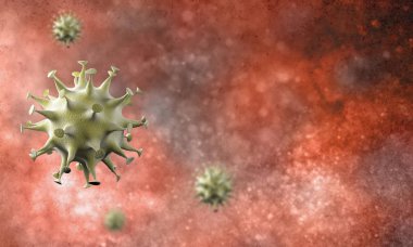 Coronavirus hücreleri salgını, 2019-2020 Coronavirüs hastalığı salgını. Covid-19, Sars-Cov-2 virüsü yüzünden. 3d oluşturma