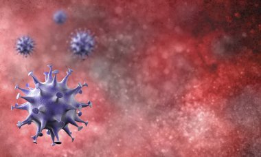 Coronavirus hücreleri salgını, 2019-2020 Coronavirüs hastalığı salgını. Covid-19, Sars-Cov-2 virüsü yüzünden. 3d oluşturma