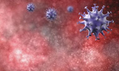 Coronavirus hücreleri salgını, 2019-2020 Coronavirüs hastalığı salgını. Covid-19, Sars-Cov-2 virüsü yüzünden. 3d oluşturma