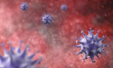 Coronavirus hücreleri salgını, 2019-2020 Coronavirüs hastalığı salgını. Covid-19, Sars-Cov-2 virüsü yüzünden. 3d oluşturma