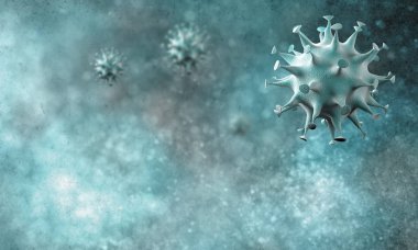 Coronavirus hücreleri salgını, 2019-2020 Coronavirüs hastalığı salgını. Covid-19, Sars-Cov-2 virüsü yüzünden. 3d oluşturma