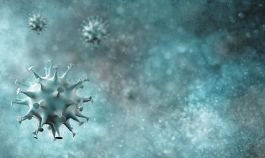Coronavirus hücreleri salgını, 2019-2020 Coronavirüs hastalığı salgını. Covid-19, Sars-Cov-2 virüsü yüzünden. 3d oluşturma