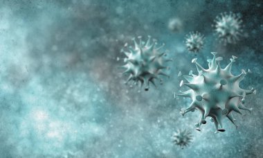 Coronavirus hücreleri salgını, 2019-2020 Coronavirüs hastalığı salgını. Covid-19, Sars-Cov-2 virüsü yüzünden. 3d oluşturma