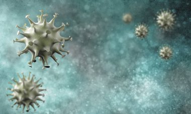 Coronavirus hücreleri salgını, 2019-2020 Coronavirüs hastalığı salgını. Covid-19, Sars-Cov-2 virüsü yüzünden. 3d oluşturma