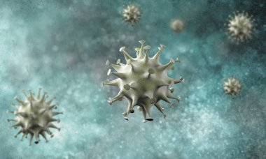 Coronavirus hücreleri salgını, 2019-2020 Coronavirüs hastalığı salgını. Covid-19, Sars-Cov-2 virüsü yüzünden. 3d oluşturma