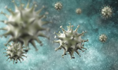 Coronavirus hücreleri salgını, 2019-2020 Coronavirüs hastalığı salgını. Covid-19, Sars-Cov-2 virüsü yüzünden. 3d oluşturma