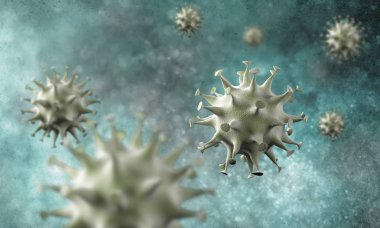 Coronavirus hücreleri salgını, 2019-2020 Coronavirüs hastalığı salgını. Covid-19, Sars-Cov-2 virüsü yüzünden. 3d oluşturma