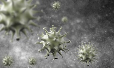 Coronavirus hücreleri salgını, 2019-2020 Coronavirüs hastalığı salgını. Covid-19, Sars-Cov-2 virüsü yüzünden. 3d oluşturma