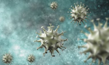 Coronavirus hücreleri salgını, 2019-2020 Coronavirüs hastalığı salgını. Covid-19, Sars-Cov-2 virüsü yüzünden. 3d oluşturma